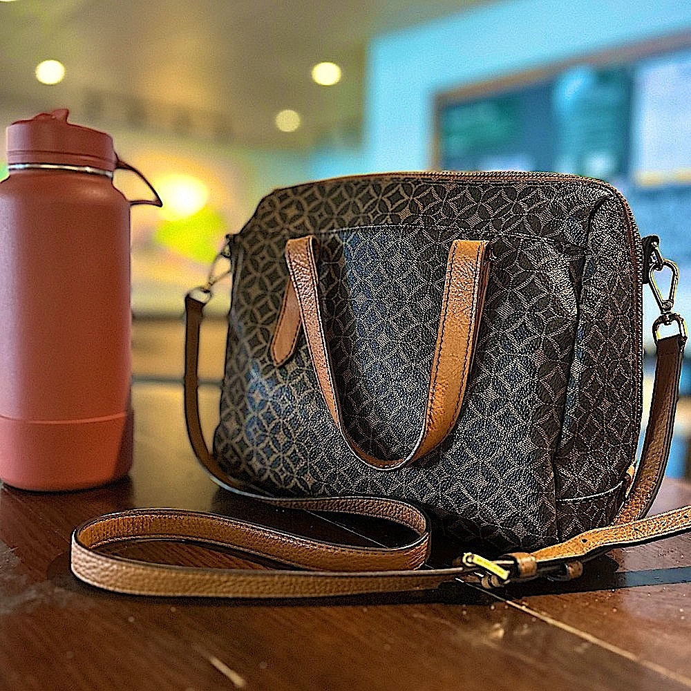 Fossil Black and Brown Crossbody Bag